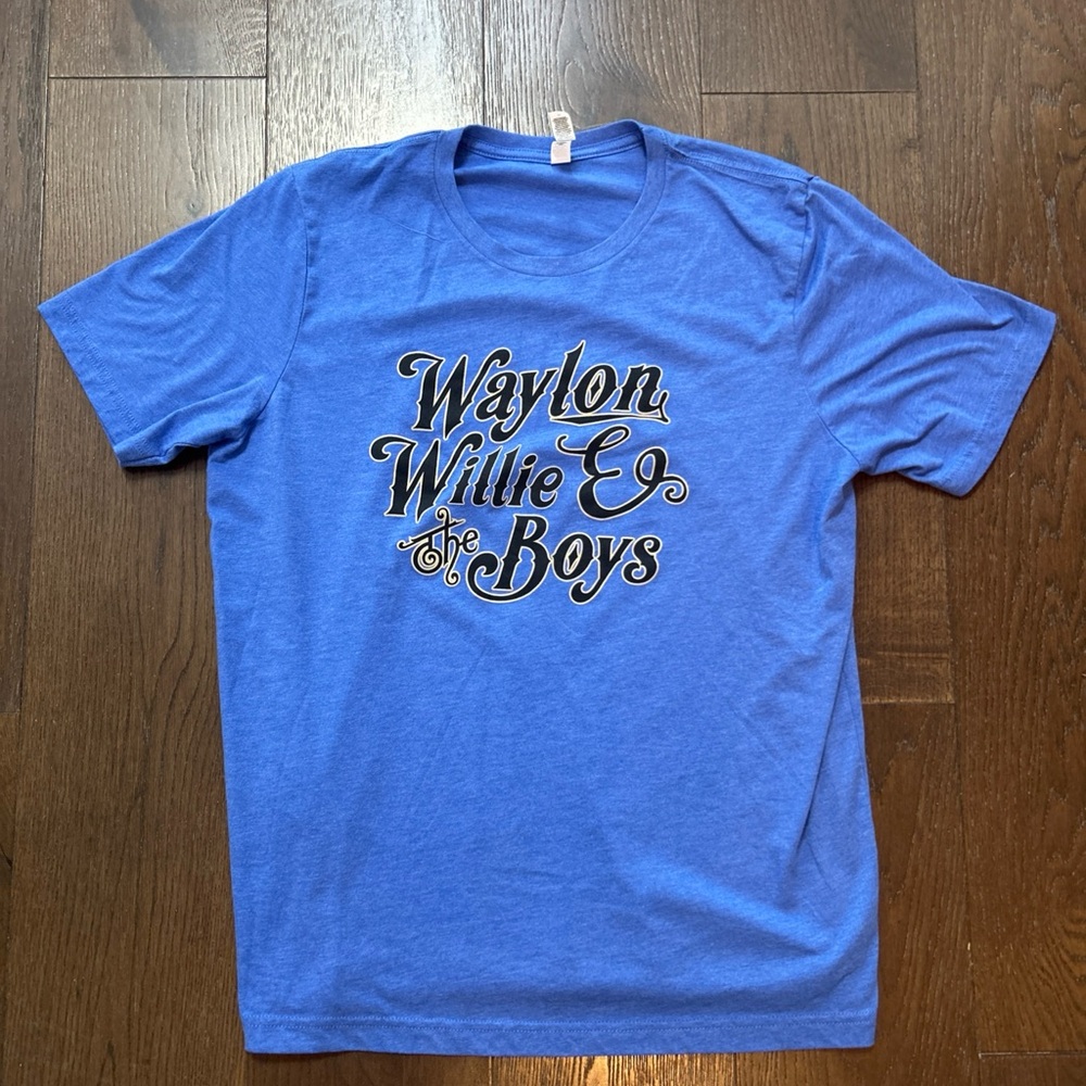 Vintage Waylon Willie & The Boys Blue T Shirt Mens Size XL (fits Like Large)